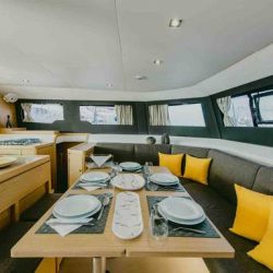 diningarea-Dufour 48 catamaran yellow
